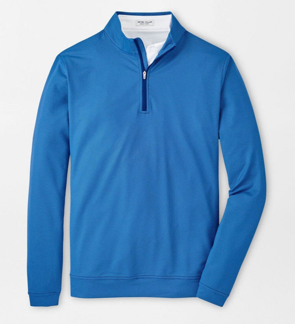 Peter Millar XL Crown Sport Perth Diamond Print Quarter Zip Pullover Sport Navy